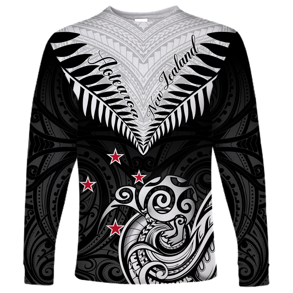 New Zealand Long Sleeve Shirt Aotearoa Maori Kiwi Black Fern LT01 Unisex Black - Polynesian Pride