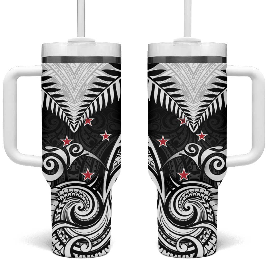 New Zealand Tumbler With Handle Aotearoa Maori Kiwi Black Fern