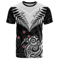 Personalised New Zealand T Shirt Aotearoa Maori Kiwi Black Fern LT01 Black - Polynesian Pride