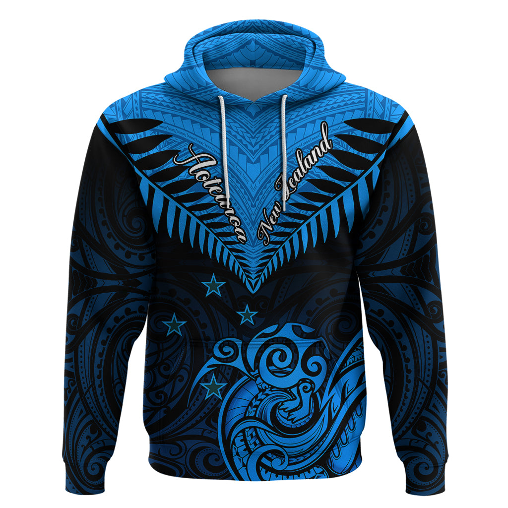 Personalised New Zealand Hoodie Aotearoa Blue Maori Kiwi Blue Fern LT01 Blue - Polynesian Pride