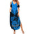 Personalised New Zealand Summer Maxi Dress Aotearoa Blue Maori Kiwi Blue Fern LT01 Women Blue - Polynesian Pride