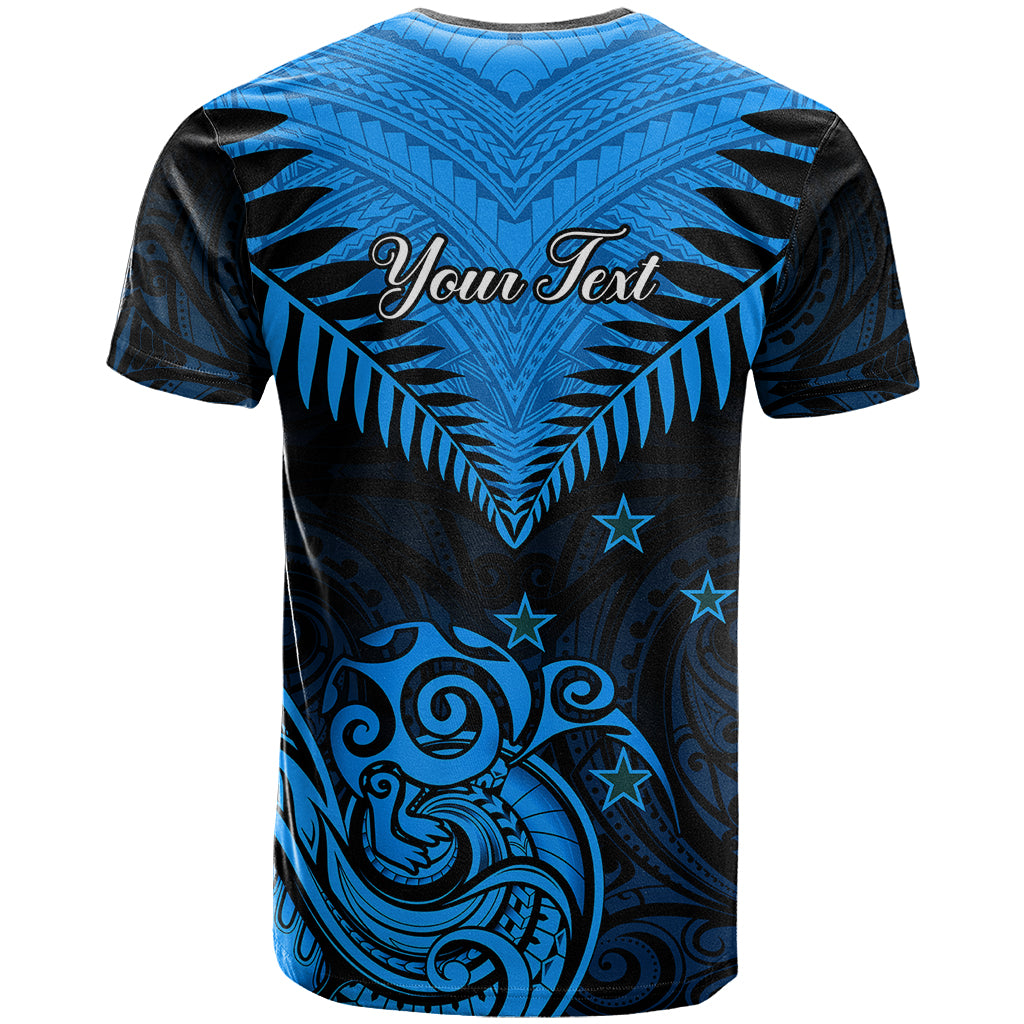 Personalised New Zealand T Shirt Aotearoa Blue Maori Kiwi Blue Fern LT01 - Polynesian Pride