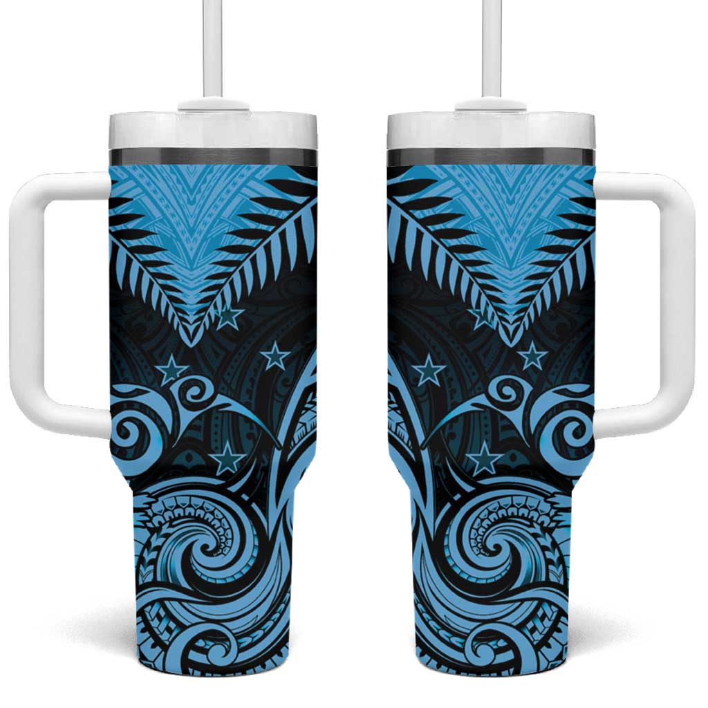 New Zealand Tumbler With Handle Aotearoa Blue Maori Kiwi Blue Fern