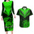 Personalised New Zealand Couples Matching Long Sleeve Bodycon Dress and Hawaiian Shirt Aotearoa Maori Kiwi Green Fern LT01 Green - Polynesian Pride