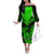 Personalised New Zealand Off The Shoulder Long Sleeve Dress Aotearoa Maori Kiwi Green Fern LT01 Women Green - Polynesian Pride