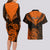 Personalised New Zealand Couples Matching Long Sleeve Bodycon Dress and Hawaiian Shirt Aotearoa Maori Kiwi Orange Fern LT01 - Polynesian Pride