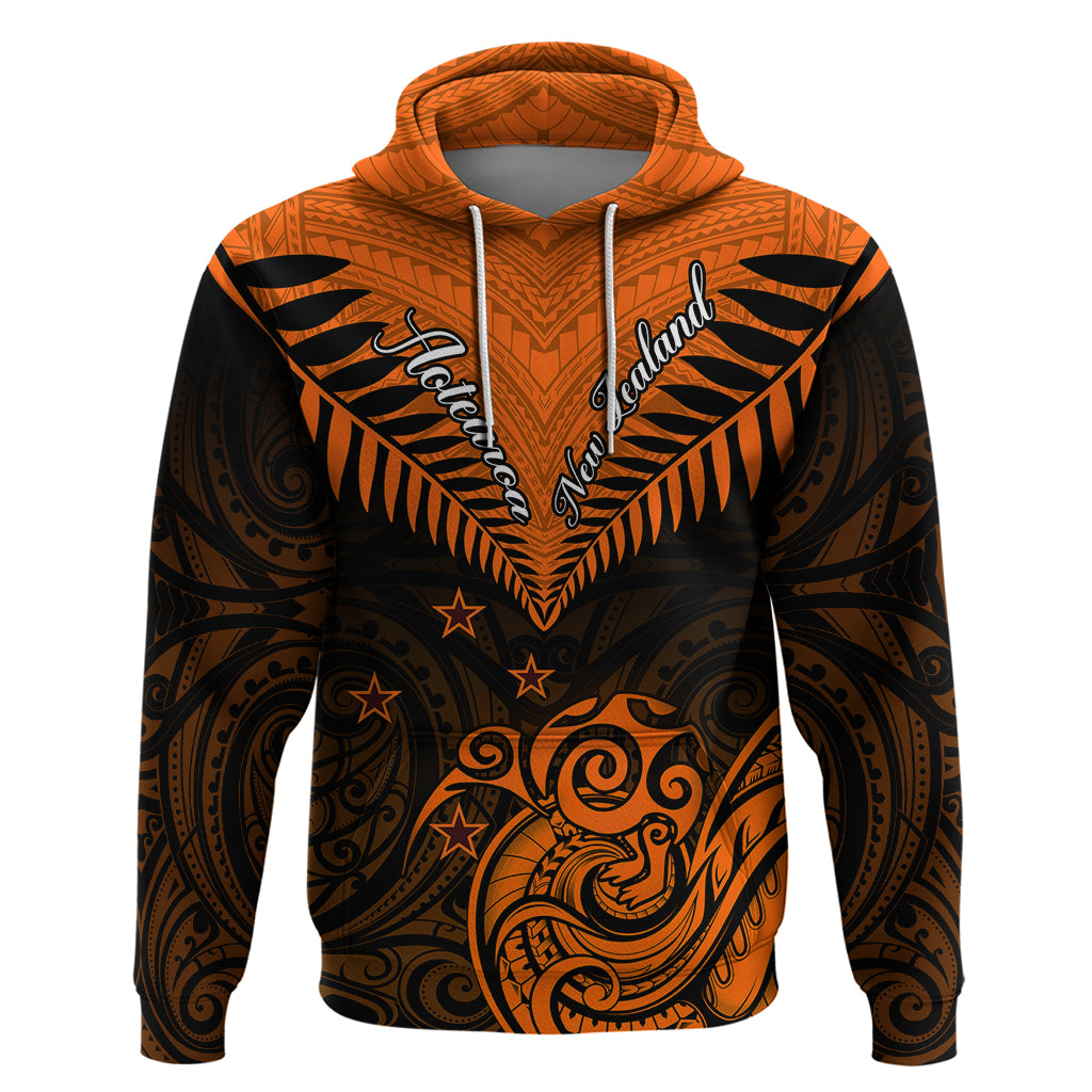 Personalised New Zealand Hoodie Aotearoa Maori Kiwi Orange Fern LT01 Orange - Polynesian Pride