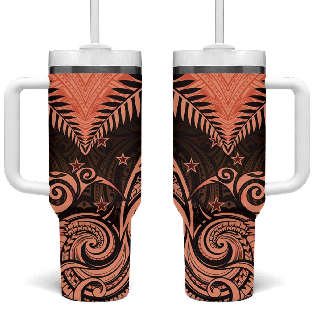 New Zealand Tumbler With Handle Aotearoa Maori Kiwi Orange Fern