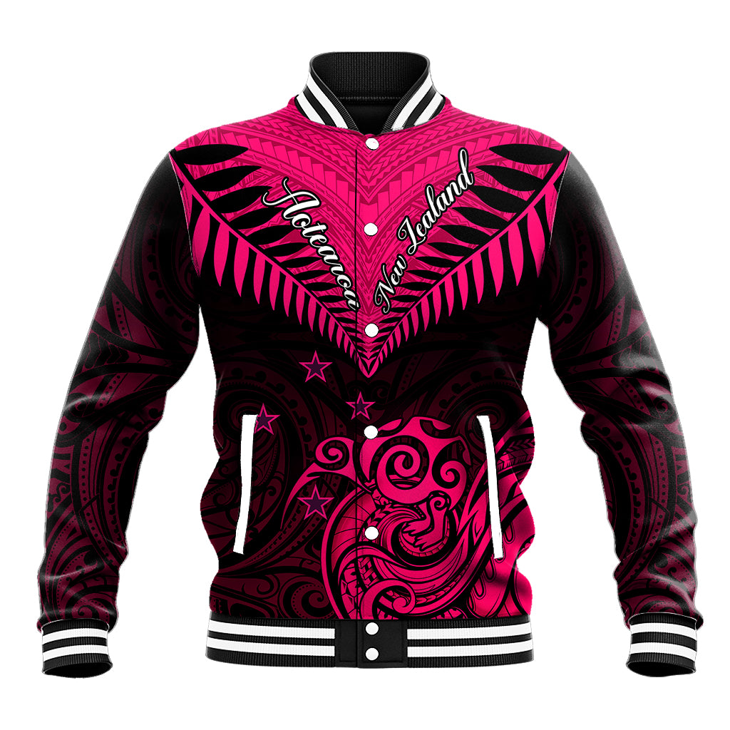 Personalised Aotearoa Baseball Jacket Maori Kiwi Pink Fern LT01 Unisex Pink - Polynesian Pride