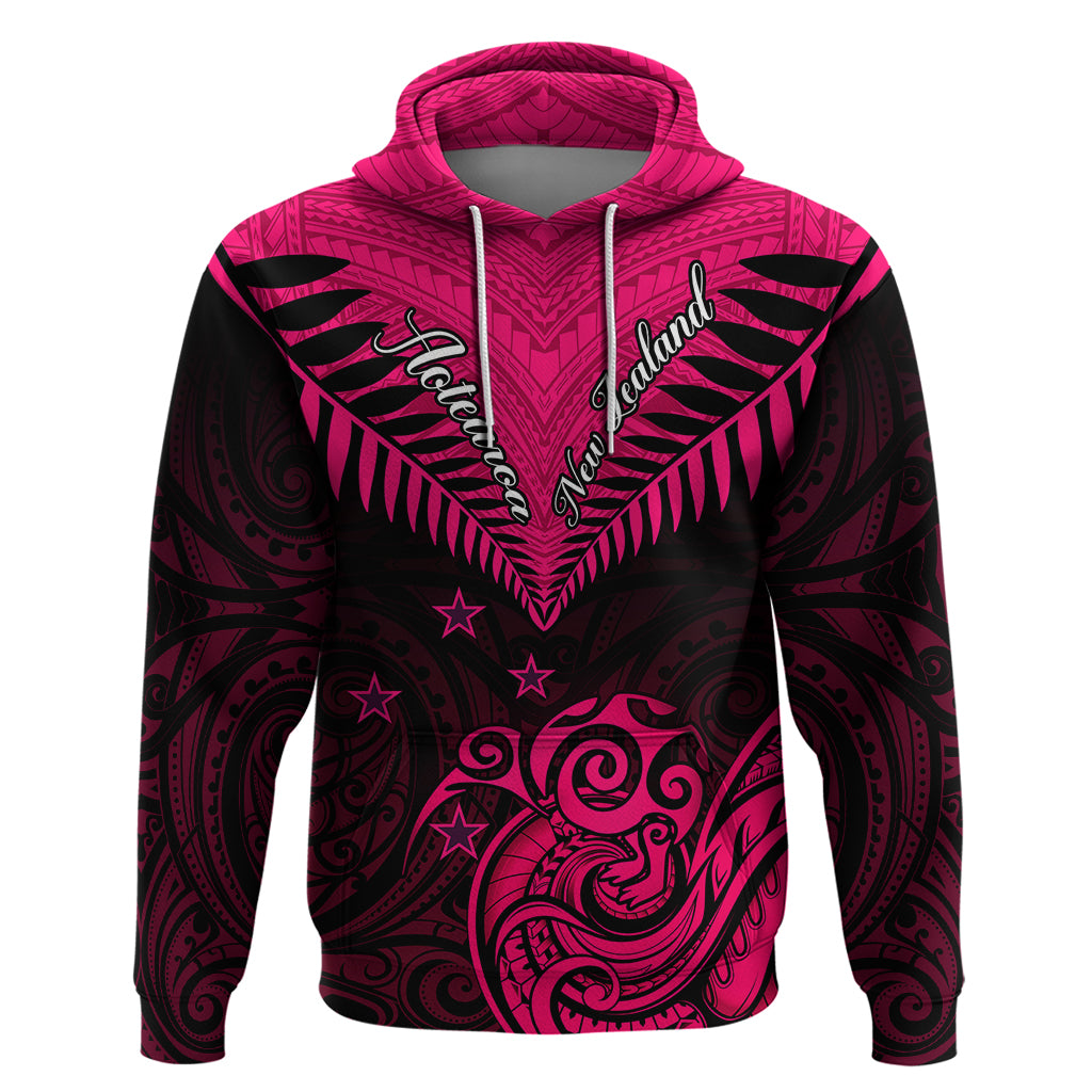 Personalised Aotearoa Hoodie Maori Kiwi Pink Fern LT01 Pink - Polynesian Pride