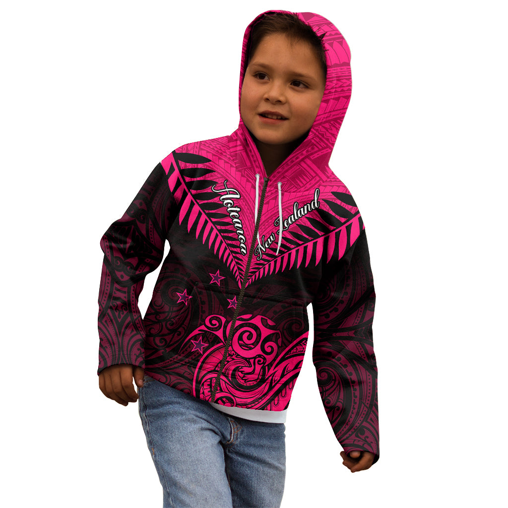 Personalised Aotearoa Kid Hoodie Maori Kiwi Pink Fern LT01 - Polynesian Pride