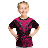 Personalised Aotearoa Kid T Shirt Maori Kiwi Pink Fern LT01 Pink - Polynesian Pride