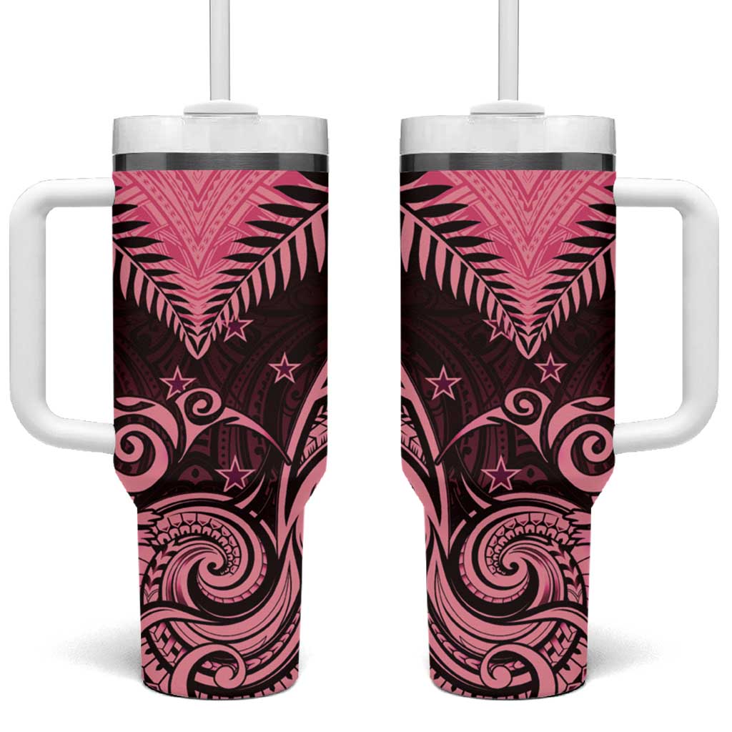 Aotearoa Tumbler With Handle Maori Kiwi Pink Fern