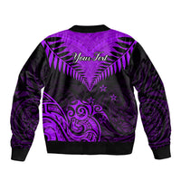 Personalised Aotearoa Bomber Jacket Maori Kiwi Purple Fern LT01 - Polynesian Pride