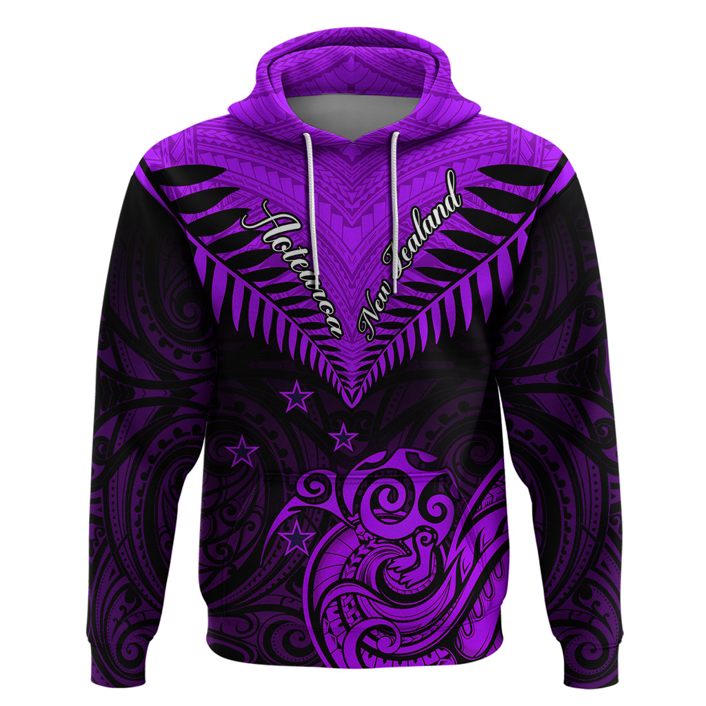 Personalised Aotearoa Hoodie Maori Kiwi Purple Fern LT01 Purple - Polynesian Pride