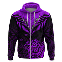 Personalised Aotearoa Hoodie Maori Kiwi Purple Fern LT01 - Polynesian Pride