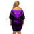 Personalised Aotearoa Off Shoulder Short Dress Maori Kiwi Purple Fern LT01 - Polynesian Pride