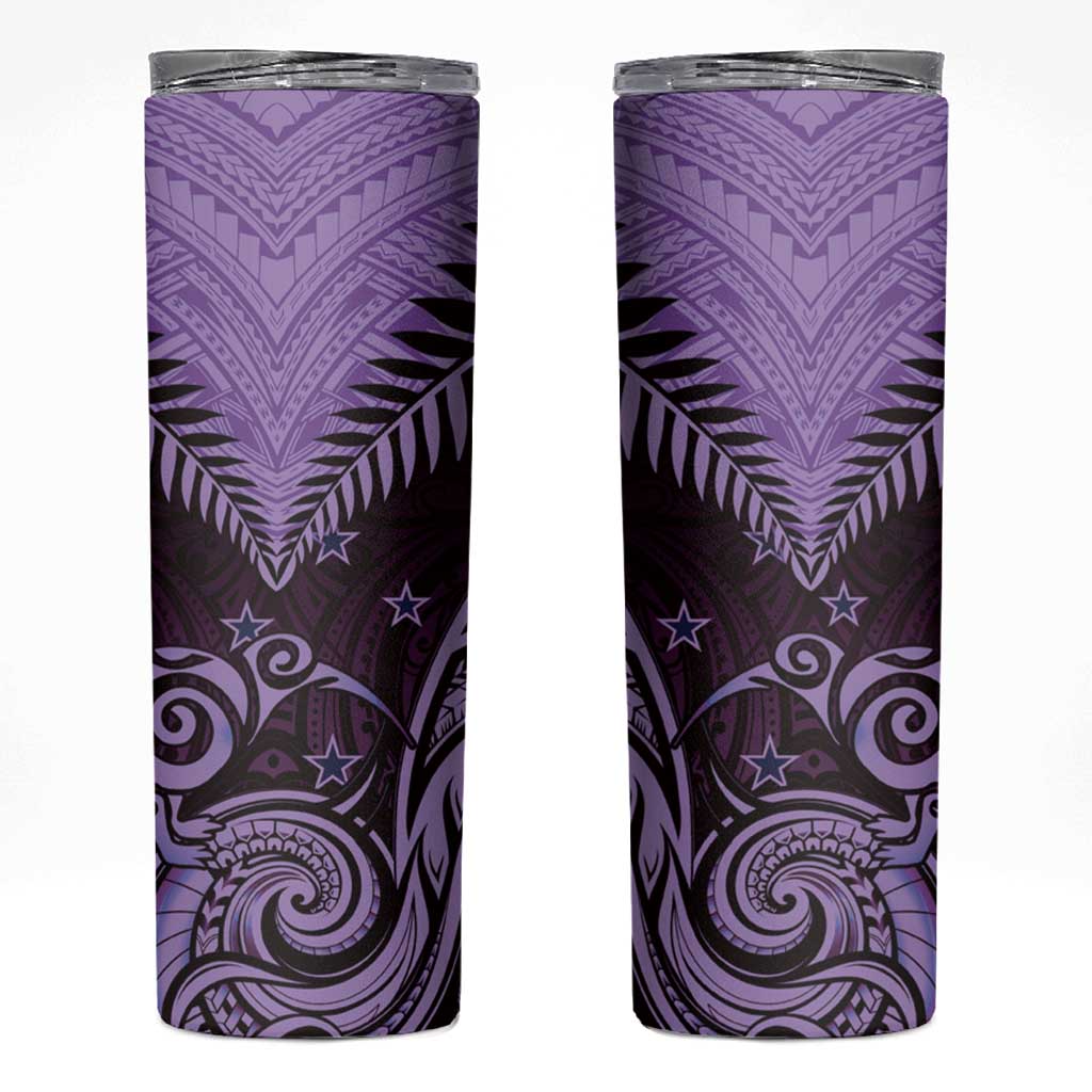 Aotearoa Skinny Tumbler Maori Kiwi Purple Fern