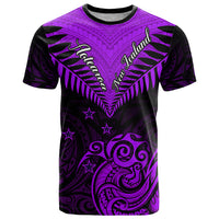 Personalised Aotearoa T Shirt Maori Kiwi Purple Fern LT01 Purple - Polynesian Pride