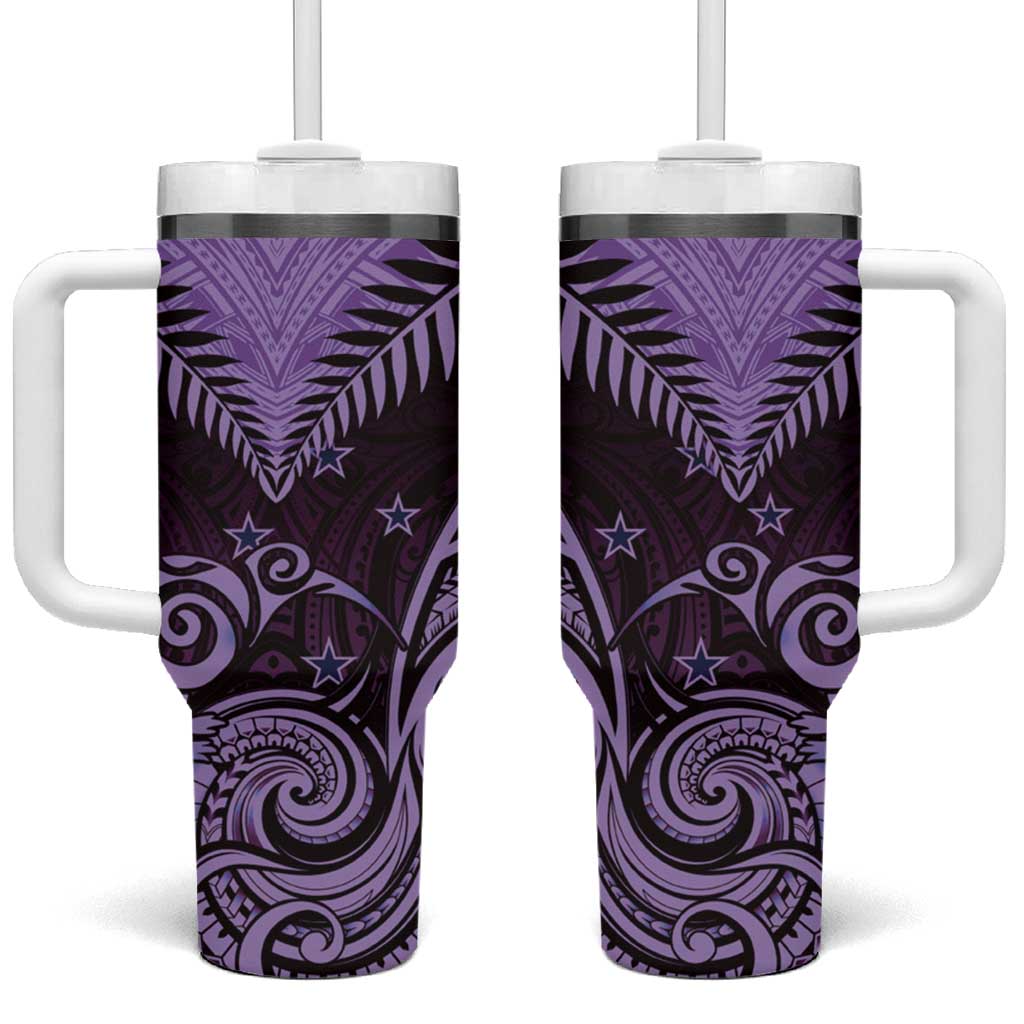 Aotearoa Tumbler With Handle Maori Kiwi Purple Fern