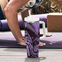 Aotearoa Tumbler With Handle Maori Kiwi Purple Fern