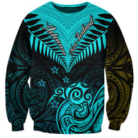 Personalised Aotearoa Sweatshirt Maori Kiwi Turquoise Fern LT01 Unisex Turquoise - Polynesian Pride