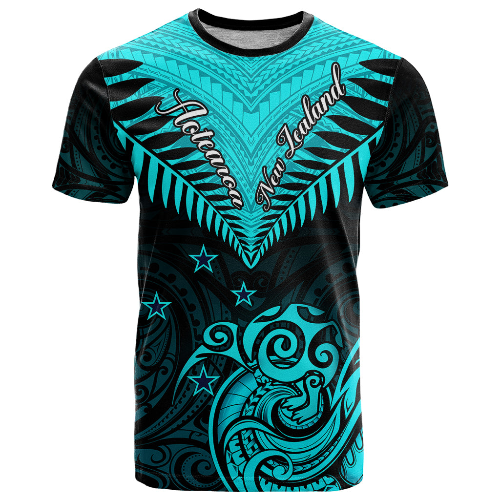 Personalised Aotearoa T Shirt Maori Kiwi Turquoise Fern LT01 Turquoise - Polynesian Pride