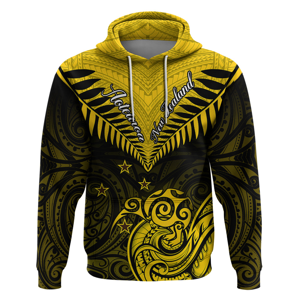 Personalised Aotearoa Hoodie Maori Kiwi Yellow Fern LT01 Yellow - Polynesian Pride