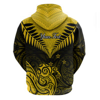 Personalised Aotearoa Hoodie Maori Kiwi Yellow Fern LT01 - Polynesian Pride