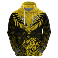 Personalised Aotearoa Hoodie Maori Kiwi Yellow Fern LT01 - Polynesian Pride