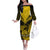 Personalised Aotearoa Off The Shoulder Long Sleeve Dress Maori Kiwi Yellow Fern LT01 Women Yellow - Polynesian Pride