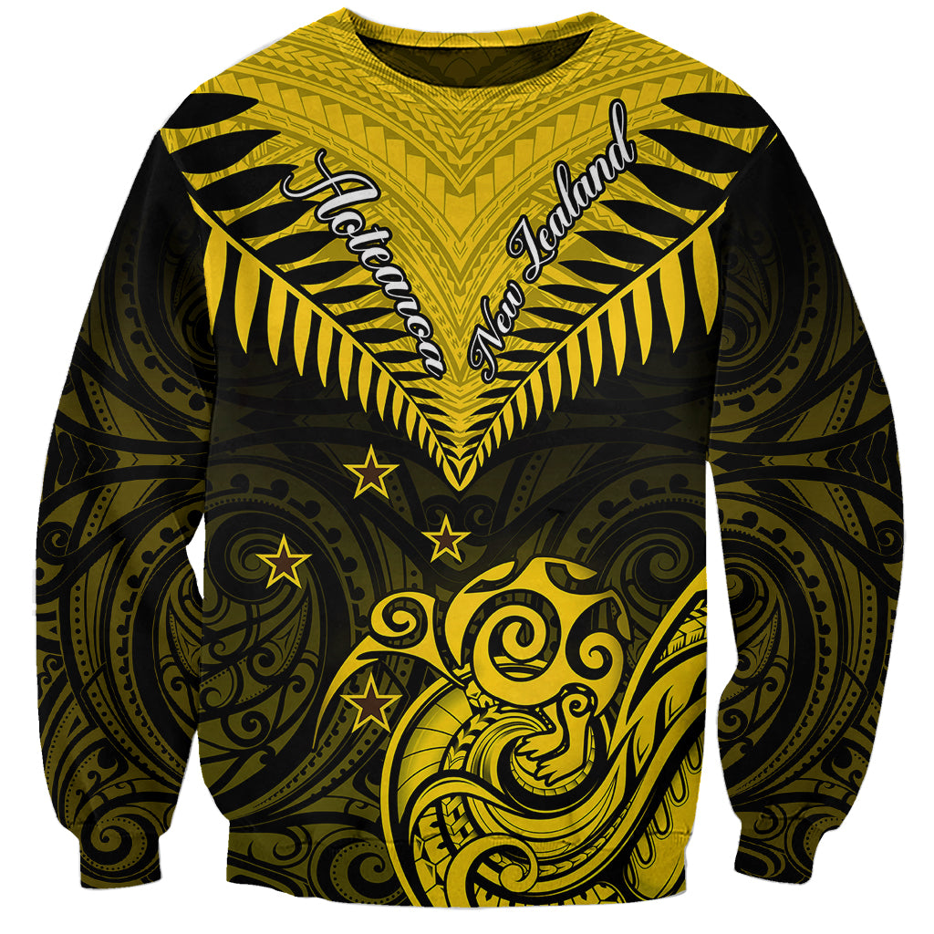 Personalised Aotearoa Sweatshirt Maori Kiwi Yellow Fern LT01 Unisex Yellow - Polynesian Pride