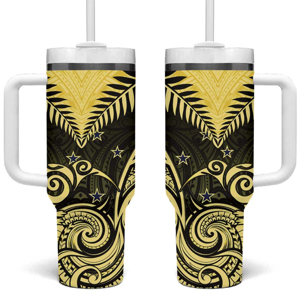 Aotearoa Tumbler With Handle Maori Kiwi Yellow Fern