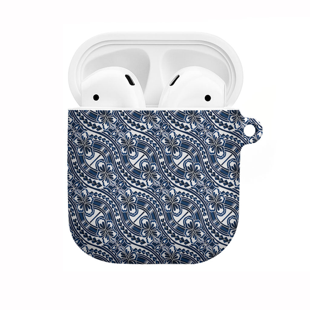 Hibiscus Bloom Island Tribal Waves AirPods Case Blue Polynesian Pattern LT01 Blue - Polynesian Pride