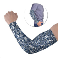 Hibiscus Bloom Island Tribal Waves Arm Sleeves Blue Polynesian Pattern LT01 Set of 2 Blue - Polynesian Pride