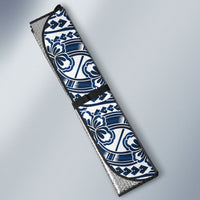 Hibiscus Bloom Island Tribal Waves Auto Sun Shade Blue Polynesian Pattern LT01 - Polynesian Pride
