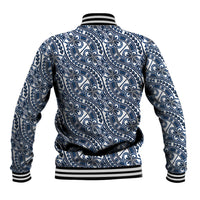 Hibiscus Bloom Island Tribal Waves Baseball Jacket Blue Polynesian Pattern LT01 - Polynesian Pride