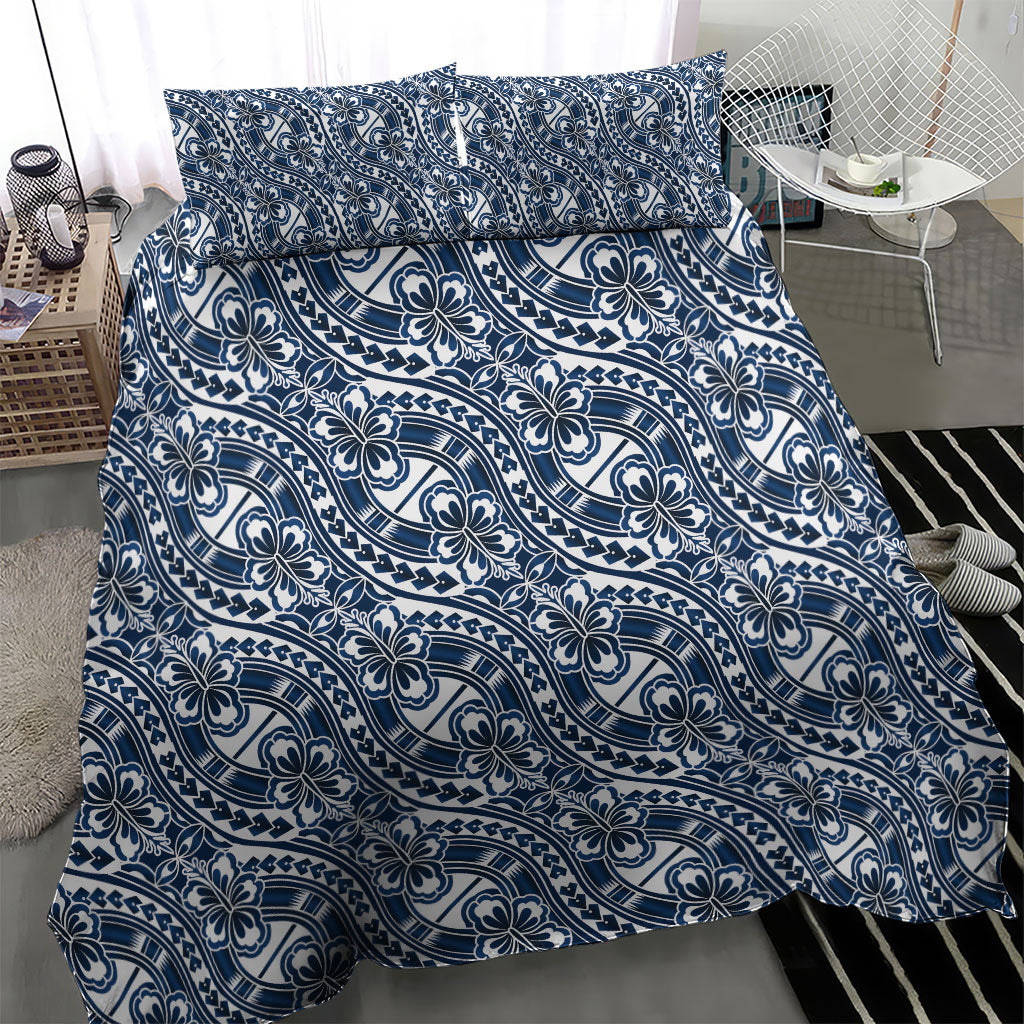 Hibiscus Bloom Island Tribal Waves Bedding Set Blue Polynesian Pattern LT01 - Polynesian Pride