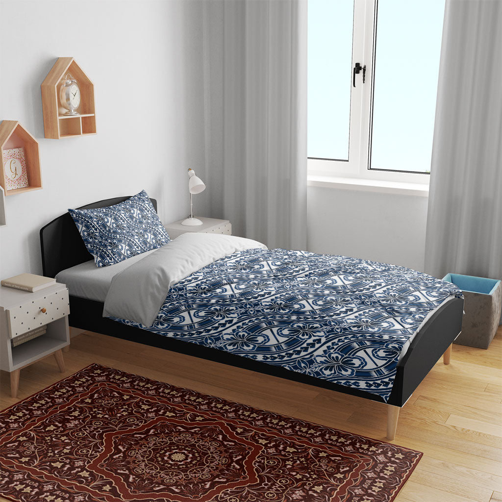 Hibiscus Bloom Island Tribal Waves Bedding Set Blue Polynesian Pattern LT01 - Polynesian Pride