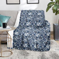 Hibiscus Bloom Island Tribal Waves Blanket Blue Polynesian Pattern LT01 - Polynesian Pride