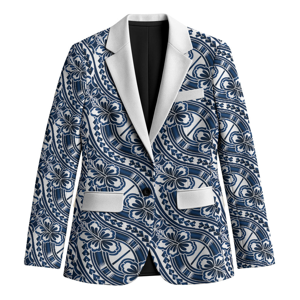 Hibiscus Bloom Island Tribal Waves Blazer Blue Polynesian Pattern LT01 Unisex Blue - Polynesian Pride