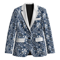 Hibiscus Bloom Island Tribal Waves Blazer Blue Polynesian Pattern LT01 Unisex Blue - Polynesian Pride