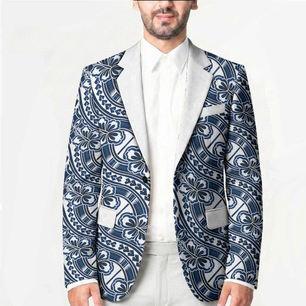 Hibiscus Bloom Island Tribal Waves Blazer Blue Polynesian Pattern LT01 - Polynesian Pride