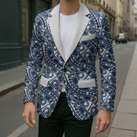 Hibiscus Bloom Island Tribal Waves Blazer Blue Polynesian Pattern LT01 - Polynesian Pride