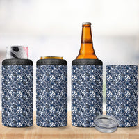 Hibiscus Bloom Island Tribal Waves 4 in 1 Can Cooler Tumbler Blue Polynesian Pattern LT01 - Polynesian Pride