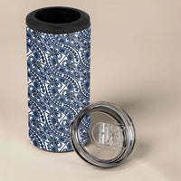 Hibiscus Bloom Island Tribal Waves 4 in 1 Can Cooler Tumbler Blue Polynesian Pattern LT01 - Polynesian Pride