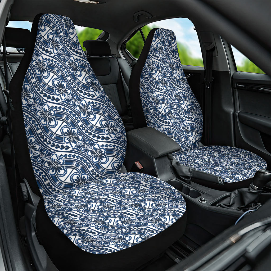 Hibiscus Bloom Island Tribal Waves Car Seat Cover Blue Polynesian Pattern LT01 One Size Blue - Polynesian Pride