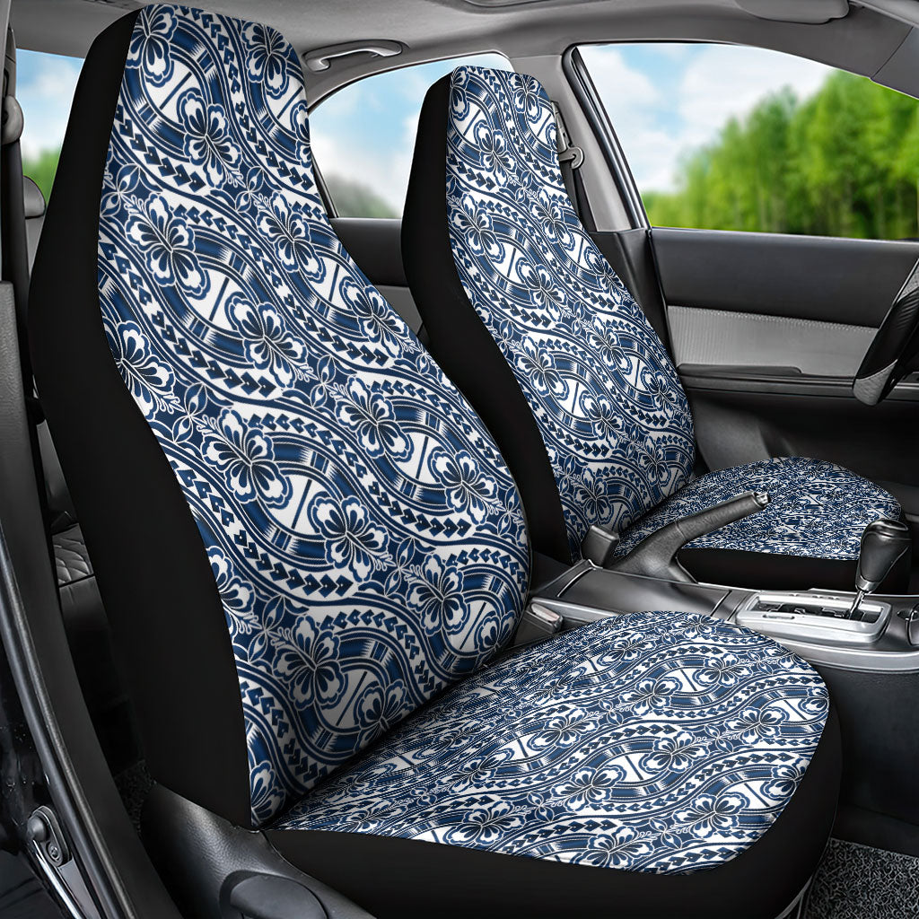 Hibiscus Bloom Island Tribal Waves Car Seat Cover Blue Polynesian Pattern LT01 - Polynesian Pride