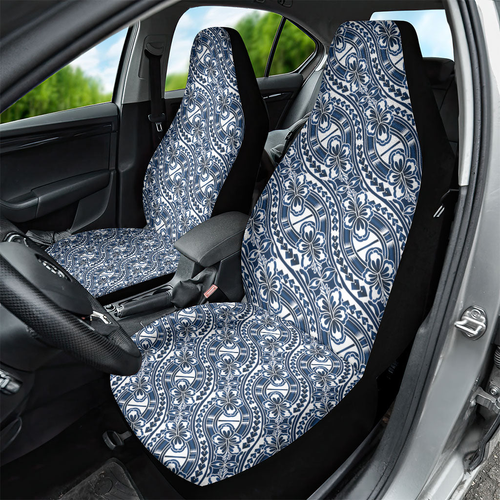 Hibiscus Bloom Island Tribal Waves Car Seat Cover Blue Polynesian Pattern LT01 - Polynesian Pride