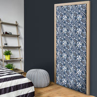 Hibiscus Bloom Island Tribal Waves Door Cover Blue Polynesian Pattern LT01 - Polynesian Pride
